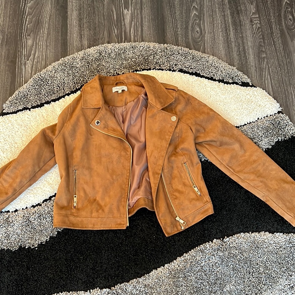Gold embellished suede jacket. Size large